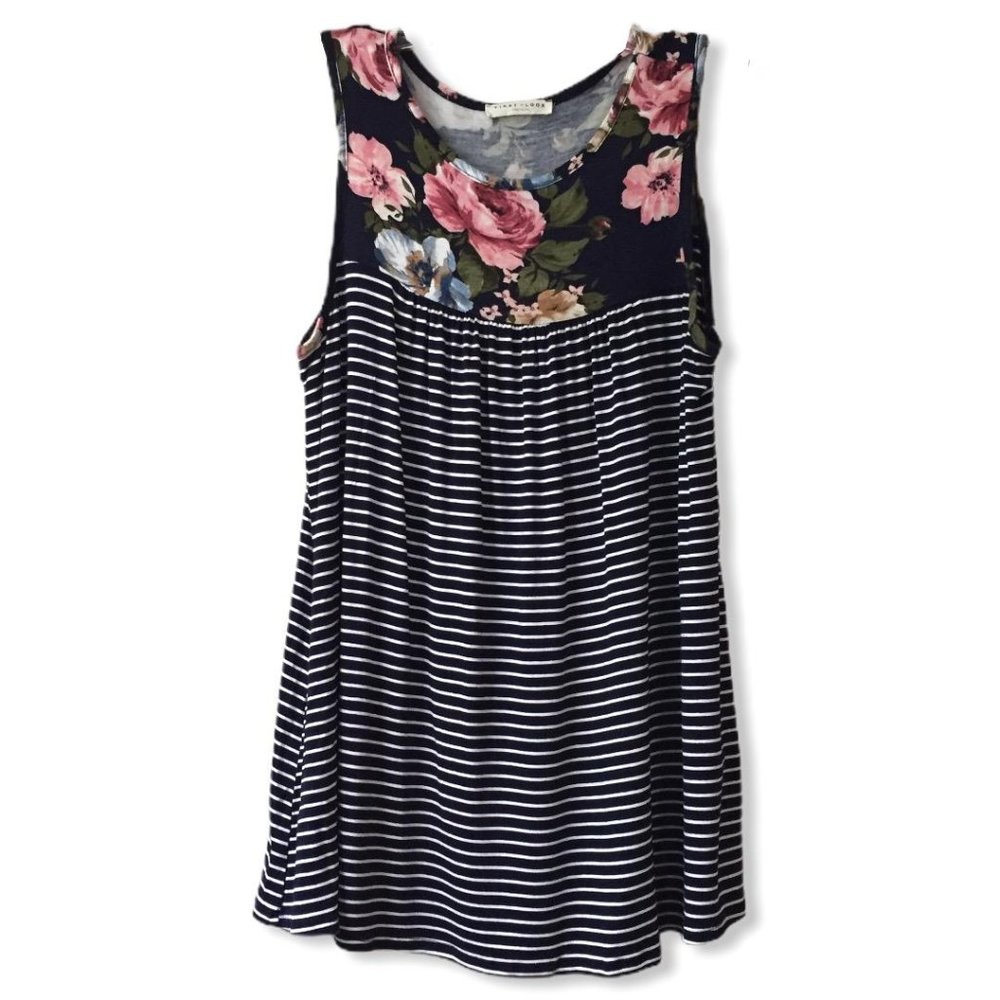 First Look Navy Blue & White Stripe Floral Tunic